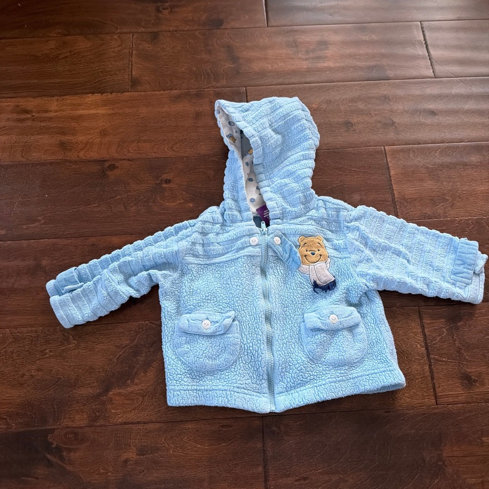 Vintage Winnie the Pooh‎ Boys Girls Terry Cloth Hoodie Jacket 6-9 Months
